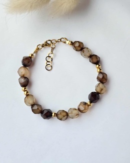 Bransoletka na gumce- Agat Caffe Latte