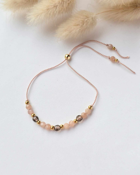 Bransoletka dla nauczycielki- Kamień Słoneczny i Kwarc Dymny